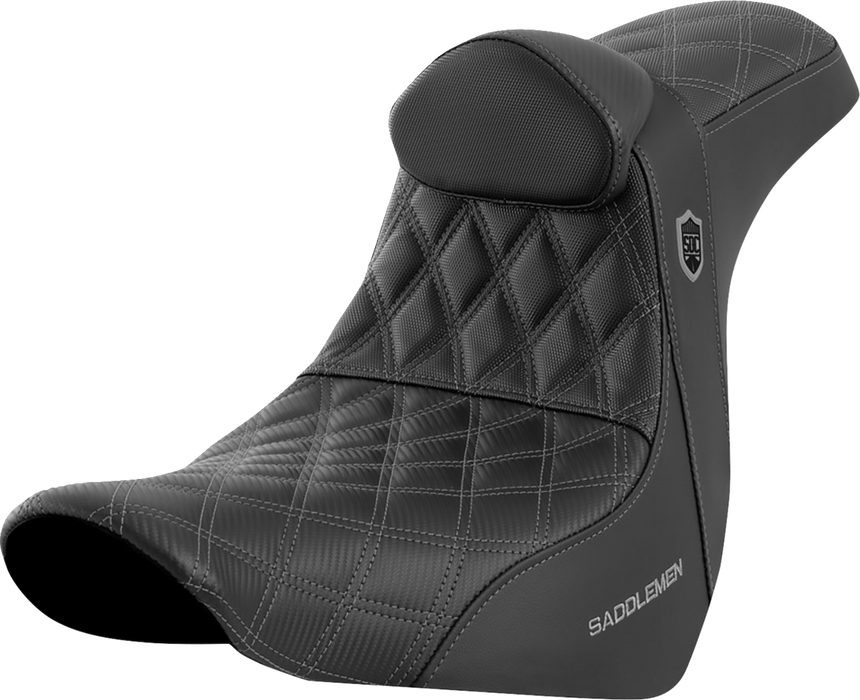 SADDLEMEN Pro Series SDC Performance Seat - with Backrest - Gray Stitch - FL/FX '18-'23 - SC81829GRERT - PartsOutlet.com.au