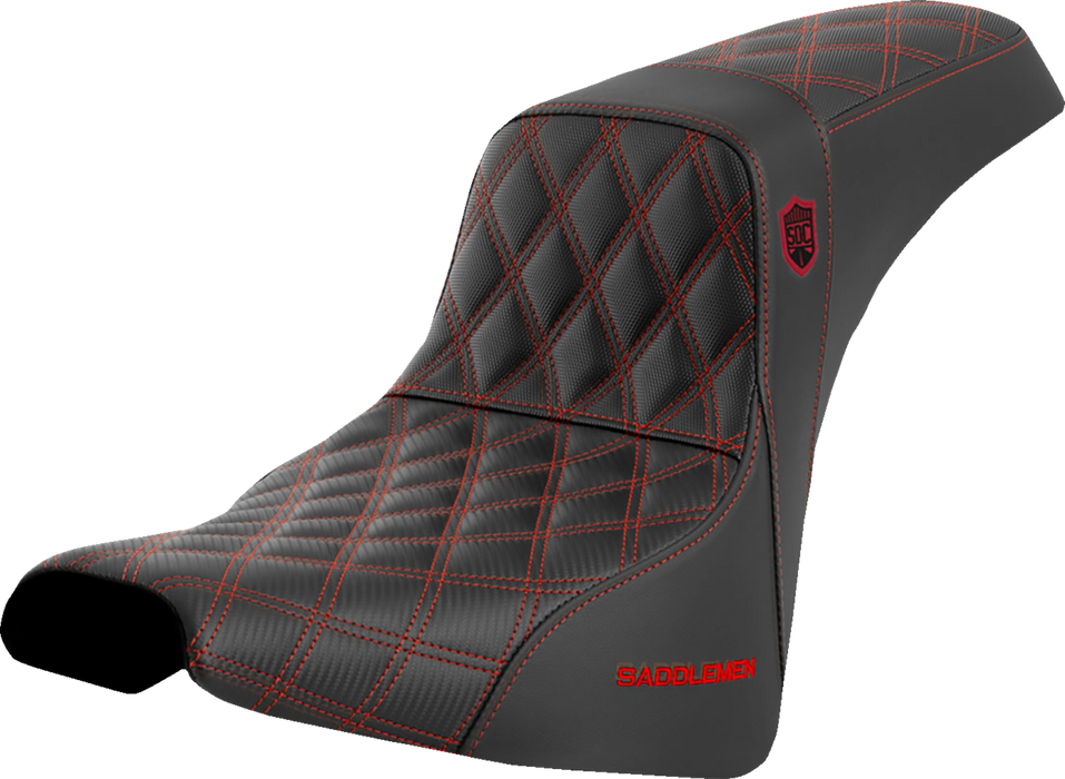 SADDLEMEN Pro Series SDC Performance Seat - without Backrest - Red Stitch - FXBB/FXST '18-'23 - SC81830RED - PartsOutlet.com.au