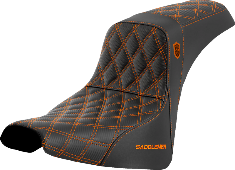 SADDLEMEN Pro Series SDC Performance Seat - without Backrest - Orange Stitch - FXBB/FXST '18-'23 - SC81830ORA - PartsOutlet.com.au
