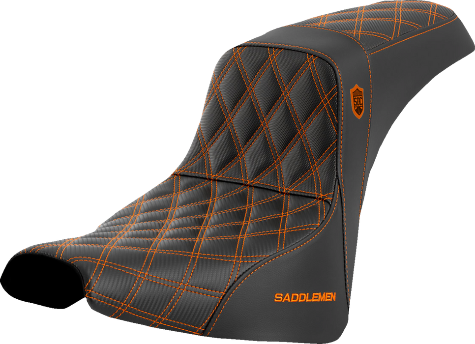 SADDLEMEN Pro Series SDC Performance Seat - without Backrest - Orange Stitch - FXBB/FXST '18-'23 - SC81830ORA - PartsOutlet.com.au