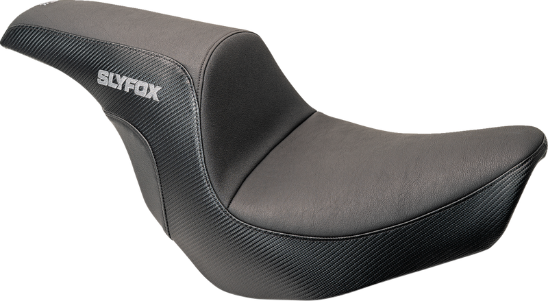 SLYFOX Lowrider Drifter Seat - Gray Logo - Smooth Vinyl - Carbon Fiber - FXLR/FLSB '18-'24 0802-1590