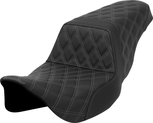 SADDLEMEN Step-Up Seat - Lattice Stitch - Gray Stitch - FLH/FLT '08-'23 - A808-07B-175GRE - PartsOutlet.com.au