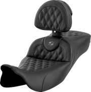 SADDLEMEN Roadsofa Seat - with Backrest - Dark Gray Stitch - FL '08-'23 A808-07R-182GRE - PartsOutlet.com.au