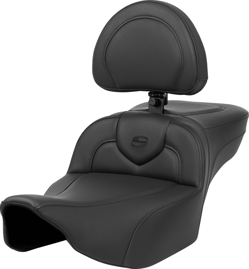 SADDLEMEN Roadsofa Extended Reach Seat - Black Stitch - with Backrest - FL '23-'24 - 823-07-188BR - PartsOutlet.com.au