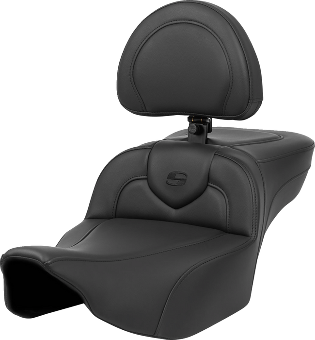 SADDLEMEN Roadsofa Extended Reach Seat - Black Stitch - with Backrest - FL '23-'24 - 823-07-188BR - PartsOutlet.com.au