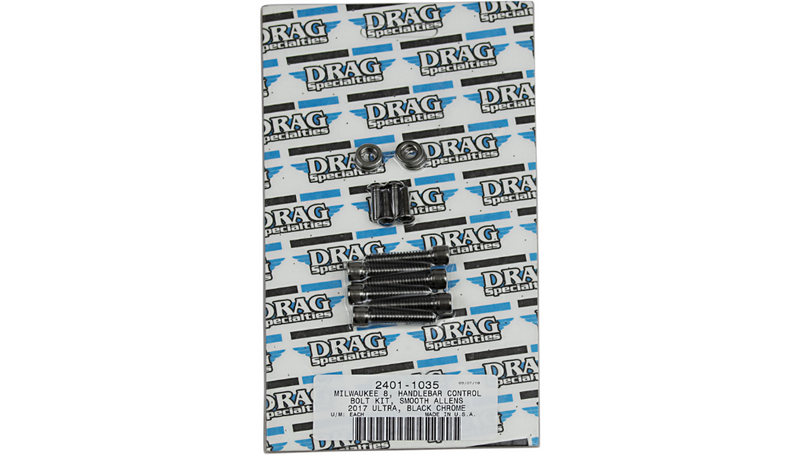 DRAG SPECIALTIES Bolt Kit M8 Handlebar Black/Chrome Smooth - Harley-Davidson 2017-2021 - MK784SBK - PartsOutlet.com.au
