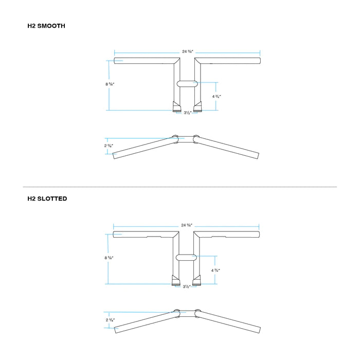 BILTWELL Handlebar - H2 - Chrome - SLOTTED - 6202-1056 - PartsOutlet.com.au