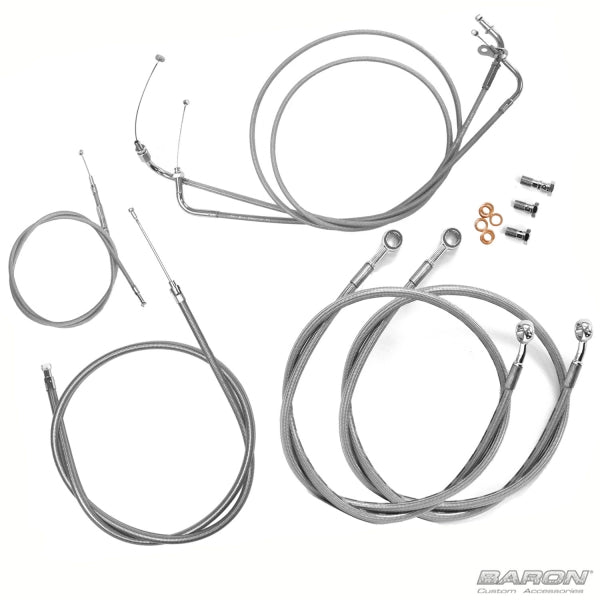 BARON Cable Line Kit - 18" - 20" - Yamaha '99-'09 XVS1100CU - Stainless Steel BA-8048KT-18