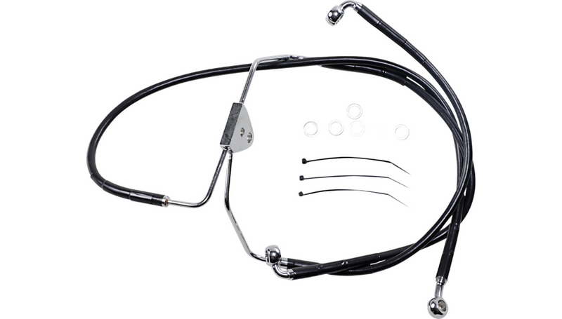 DRAG SPECIALTIES Brake Line - Front - Black - +2" - FL '08-'13 - 620085-2BLK