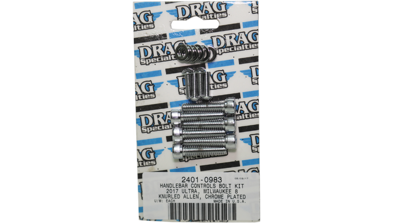 DRAG SPECIALTIES Bolt Kit M8 Handlebar Control Knurled All Chrome - Harley-Davidson 2017-2021 - MK784 - PartsOutlet.com.au