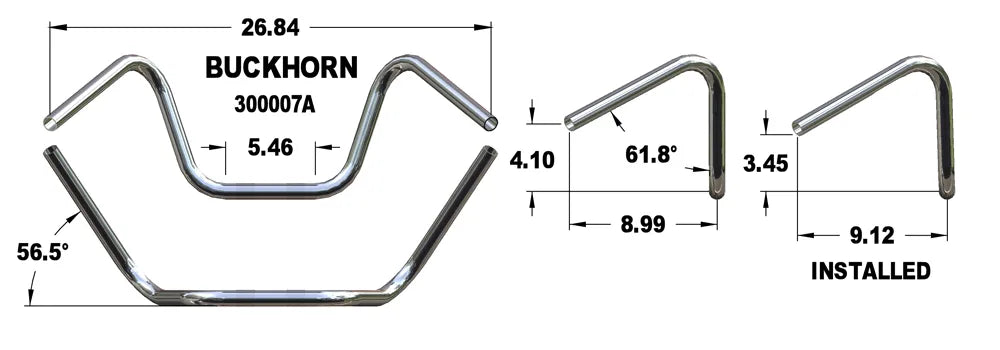 KHROME WERKS Handlebar - Buckhorn Low 300007A