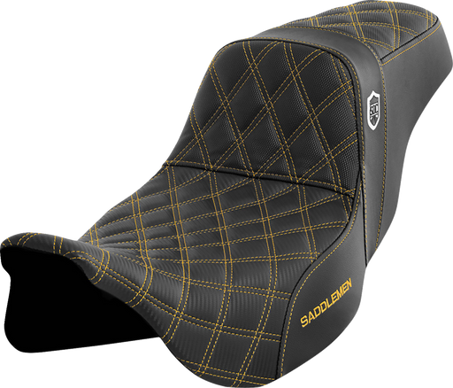 SADDLEMEN Pro Series SDC Performance Seat - without Backrest - Gold Stitch - FLH/FLT '08-'23 - SC80807GOL - PartsOutlet.com.au