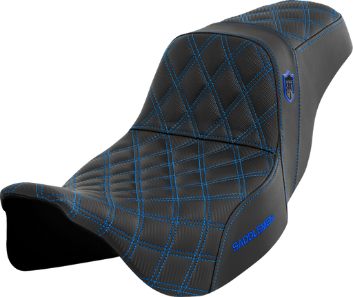 SADDLEMEN Pro Series SDC Performance Seat - without Backrest - Blue Stitch - FLH/FLT '08-'23 - SC80807BLU - PartsOutlet.com.au