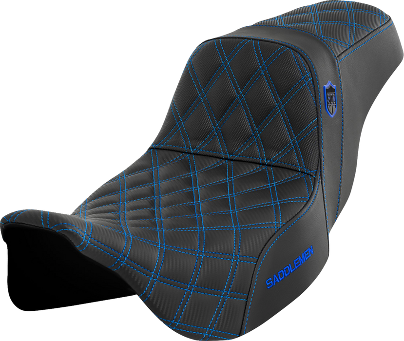 SADDLEMEN Pro Series SDC Performance Seat - without Backrest - Blue Stitch - FLH/FLT '08-'23 - SC80807BLU - PartsOutlet.com.au