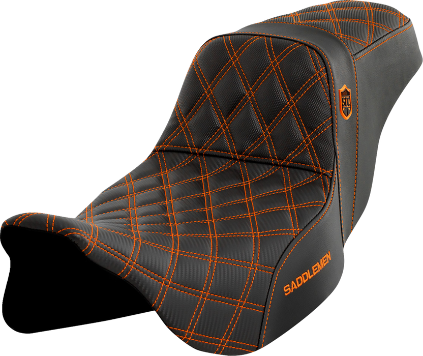 SADDLEMEN Pro Series SDC Performance Seat - without Backrest - Orange Stitch - FLH/FLT '08-'23 SC80807ORA