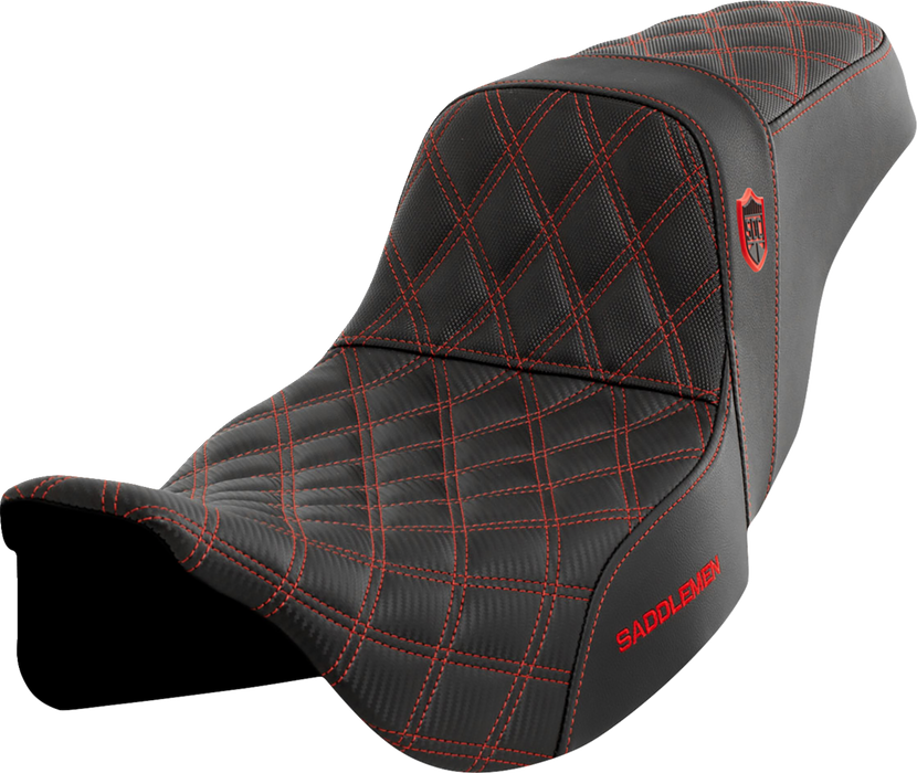 SADDLEMEN Pro Series SDC Performance Seat - without Backrest - Red Stitch - FLH/FLT '08-'23 - SC80807RED - PartsOutlet.com.au