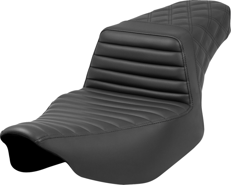 SADDLEMEN Step-Up Seat - Front Tuck-n'-Roll/Rear Lattice Stitch - Black - Road Glide/Street Glide '23-'24 - 823-07-176 - PartsOutlet.com.au