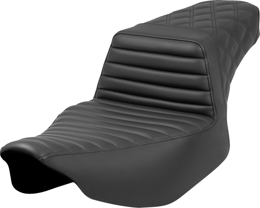 SADDLEMEN Step-Up Seat - Front Tuck-n'-Roll/Rear Lattice Stitch - Black - Road Glide/Street Glide '23-'24 - 823-07-176 - PartsOutlet.com.au