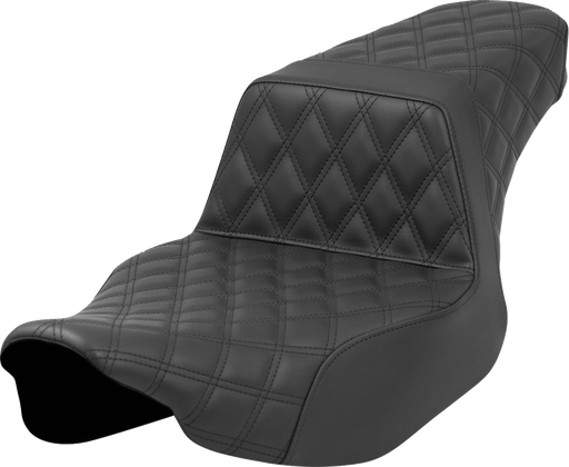 SADDLEMEN Step-Up Seat - Full Latice Stitch - Black - Extended Reach - Street Glide/Road Glide '23-'24 - 823-07E-175 - PartsOutlet.com.au