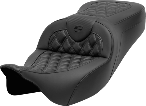 SADDLEMEN Roadsofa Seat - without Backrest - Lattice Stitch - Carbon Fiber - FL' 08-'23 - 808-07CF-182 - PartsOutlet.com.au