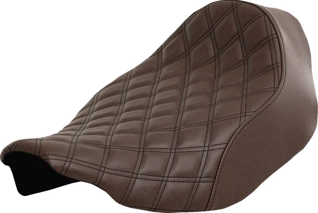 SADDLEMEN Renegade Solo Seat - Lattice Stitched - Brown - FLT/FLH '23-'24 - 823-07-002BLS - PartsOutlet.com.au