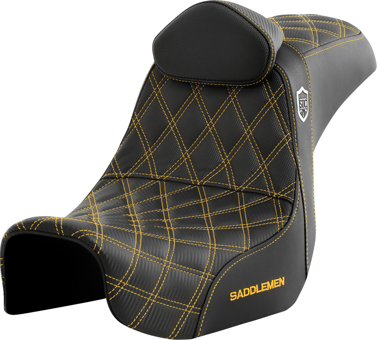 SADDLEMEN Pro Series SDC Performance Seat - with Backrest - Gold Stitc ...