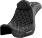 SADDLEMEN Pro Series SDC Performance Seat - with Backrest - Silver Stitch - Dyna '06-'17 - SC80604SILRT - PartsOutlet.com.au