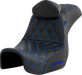 SADDLEMEN Pro Series SDC Performance Seat - with Backrest - Blue Stitch - Dyna '06-'17 - SC80604BLURT - PartsOutlet.com.au