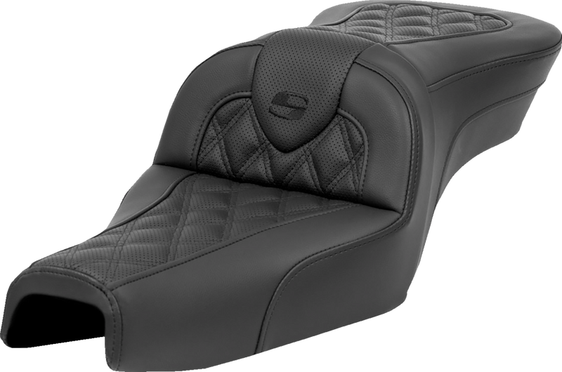 SADDLEMEN Roadsofa Seat - Lattice Stitch - Sportster XL '04-'22 - 4.5 Gal Tank - 807-03-182 - PartsOutlet.com.au