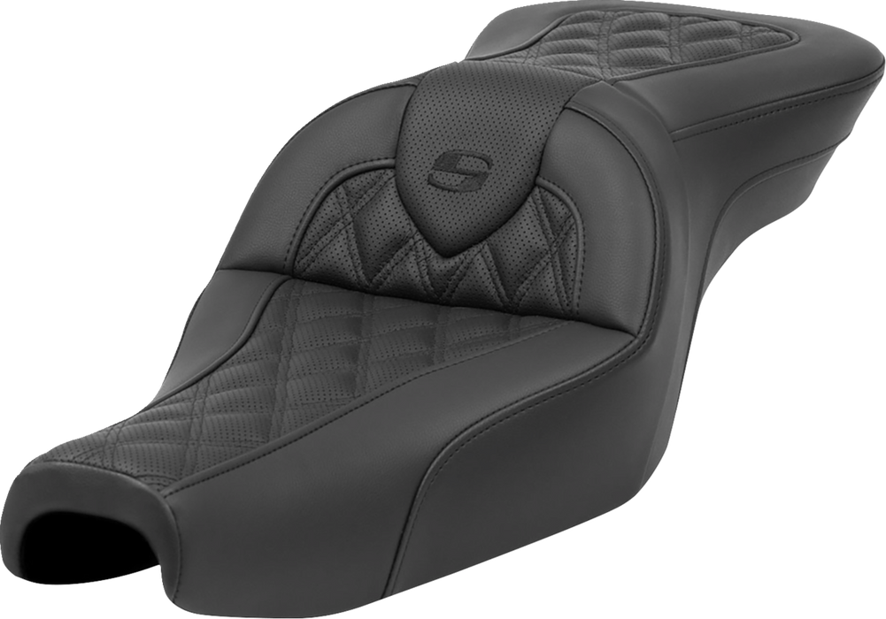 SADDLEMEN Roadsofa Seat - Lattice Stitch - Sportster XL '04-'22 - 3.3 Gal Tanks - 807-11-182 - PartsOutlet.com.au