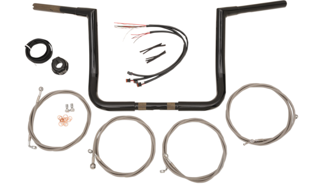 LA CHOPPERS Handlebar and Cable Kit - 14" - Black LA-7361KT3-14B