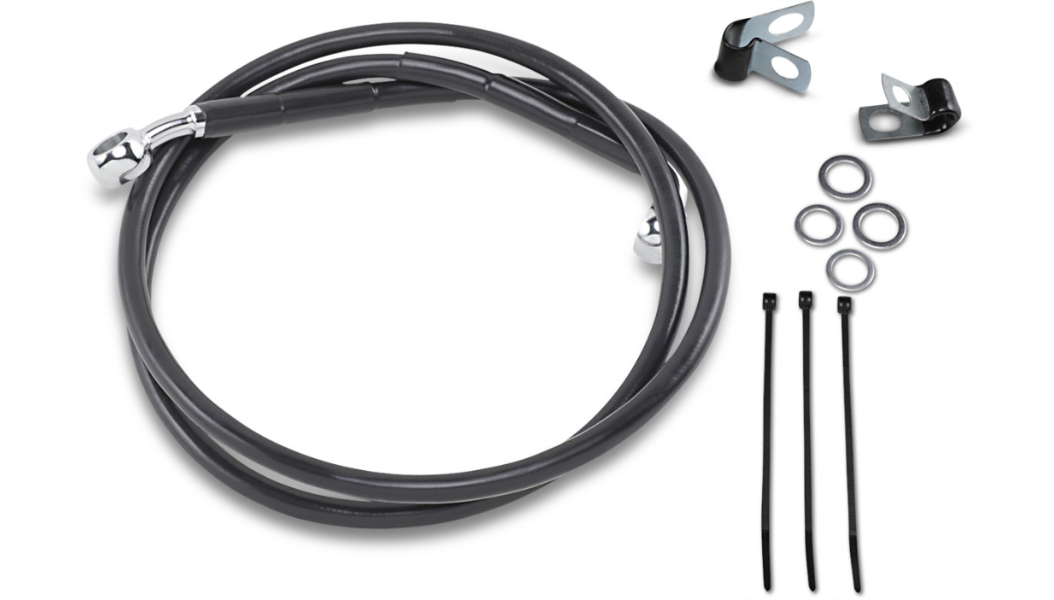 DRAG SPECIALTIES Brake Line - Front - Black - Harley-Davidson 1988-1999 - +2" 640113-2BLK