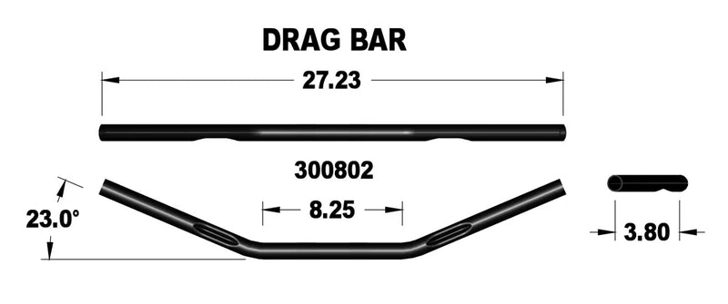 KHROME WERKS Handlebar - Drag - Black 300802 - PartsOutlet.com.au