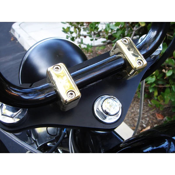 LA CHOPPERS 1.5" SHORTY POLISHED BRASS RISERS FOR 1" HANDLEBARS UNIVERSAL - LA-7401-50