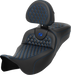 SADDLEMEN RoadSofa Seat - Honeycomb - Blue Stitch - with Backrest - Extended Reach - LH/FLT '08-'23 A808-07R-190BLU - PartsOutlet.com.au