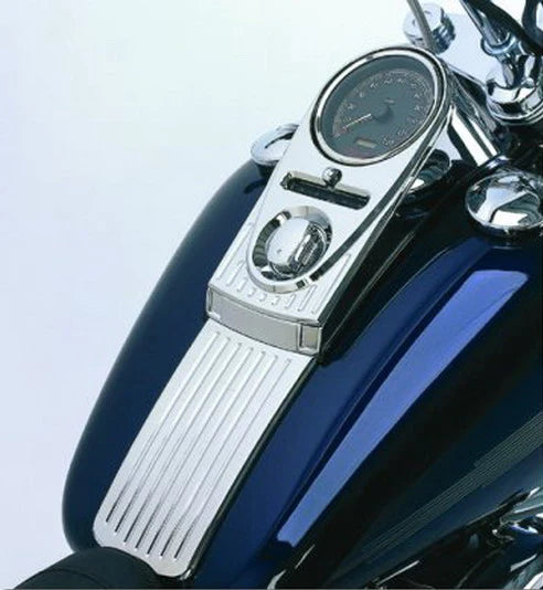 JOKER MACHINE Tear Drop Upper Dash Cover - Ball-Milled - Chrome - Harley-Davidson 1993-2020 - 04-21BM