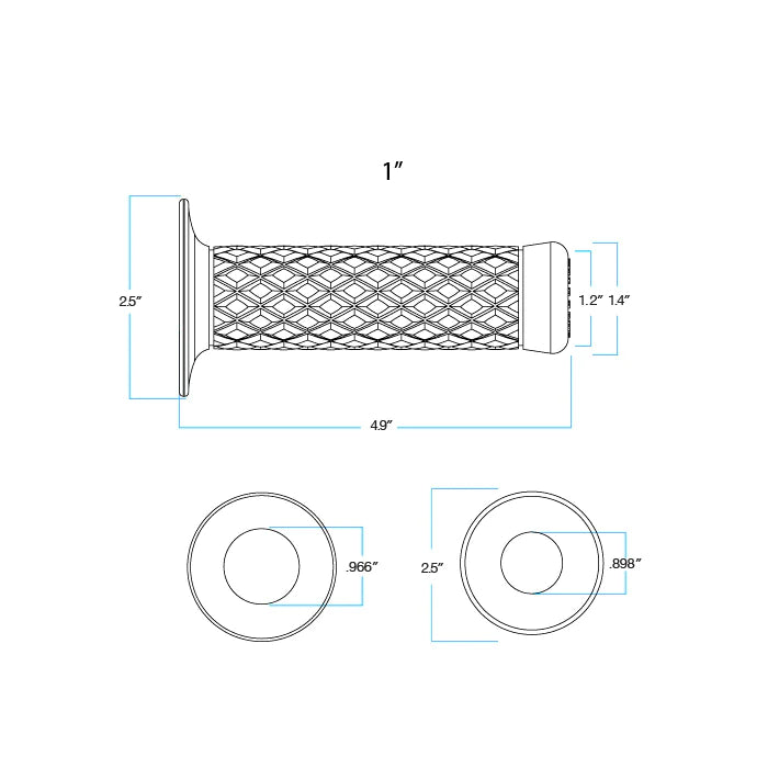 BILTWELL Grips - Thruster - 1" - Gray 6702-0501