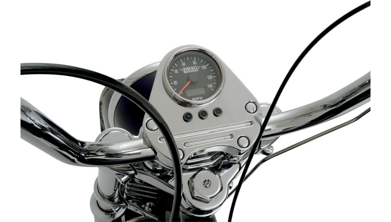 DRAG SPECIALTIES 2.4" MPH Programmable Mini Electronic Speedometer with Odometer/Tripmeter - Polished - Black Face - Harley-Davidson '86-'03 - 21-6893DSNU