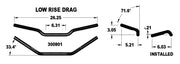 KHROME WERKS Handlebar - Drag Low - Black 300801 - PartsOutlet.com.au