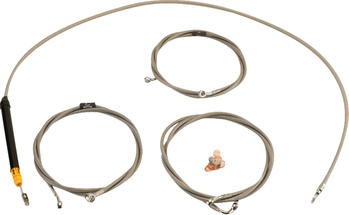 LA CHOPPERS Handlebar Cable/Brake Line Kit - Stock Ape Hanger Handlebars - Stainless Steel - FL '23-'24 - LA-8059KT-08