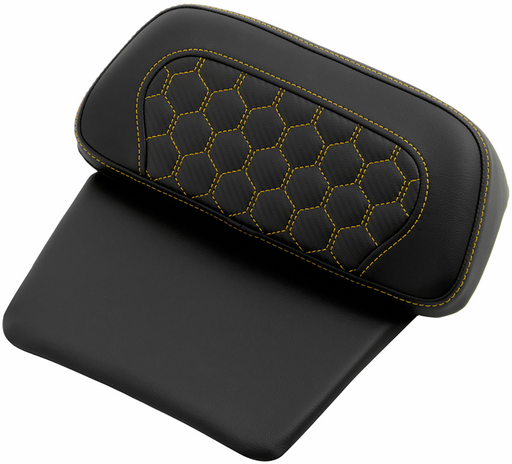 SADDLEMEN Chopped Tour Pak Pad - Honeycomb - Gold Stitching - FLH/FLT '14-'24 814-07C-HC-GOL - PartsOutlet.com.au