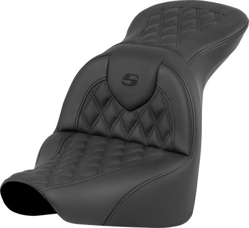 SADDLEMEN RoadSofa Seat - Lattice Stitch - without Driver Backrest - FLFB/S & FXBR '18-'24 818-27-182 - PartsOutlet.com.au