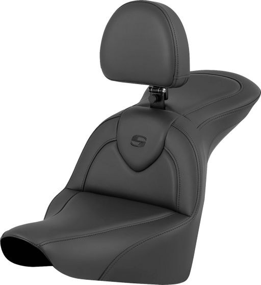 SADDLEMEN RoadSofa Seat - Black - with Driver Backrest - FLFB/S & FXBR '18-'24 818-27-187BR - PartsOutlet.com.au