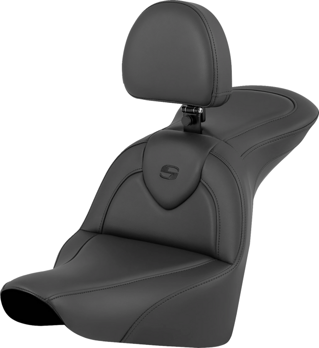 SADDLEMEN RoadSofa Seat - Black - with Driver Backrest - FLFB/S & FXBR '18-'24 818-27-187BR - PartsOutlet.com.au