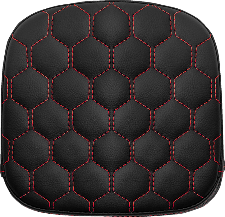 SADDLEMEN Sissy Bar Pad - Honeycomb - Red Stitching 040749RED - PartsOutlet.com.au