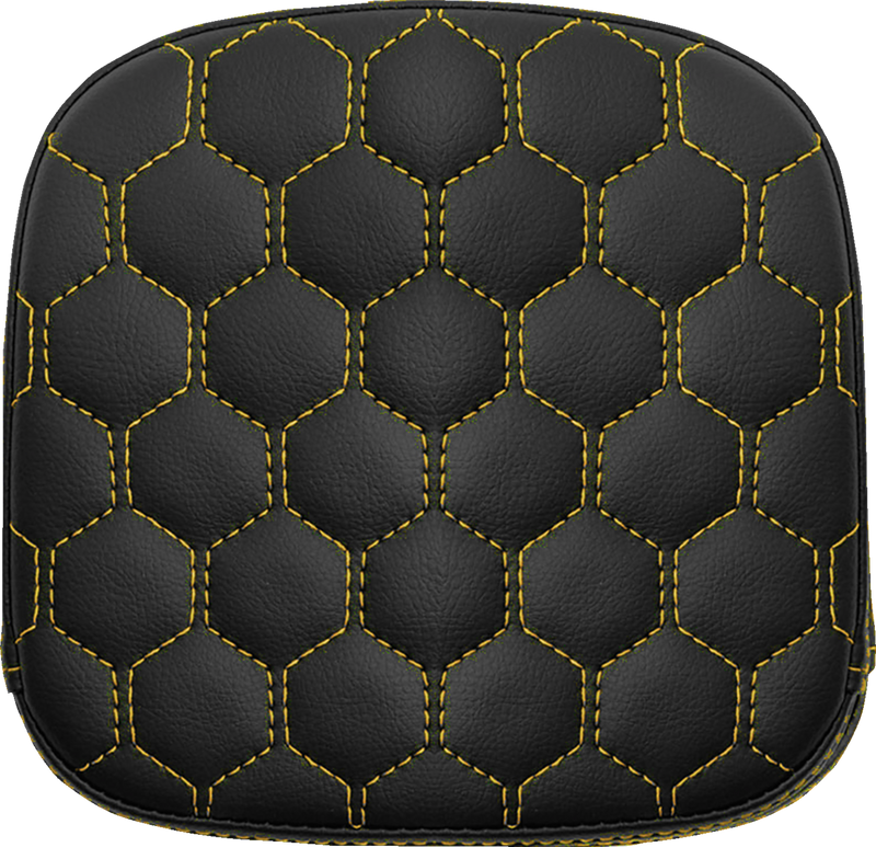 SADDLEMEN Sissy Bar Pad - Honeycomb - Gold Stitching 040749GOL - PartsOutlet.com.au