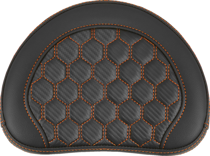 SADDLEMEN RoadSofa Sissy Bar Pad - Honeycomb - Orange Stitching 051349ORA - PartsOutlet.com.au