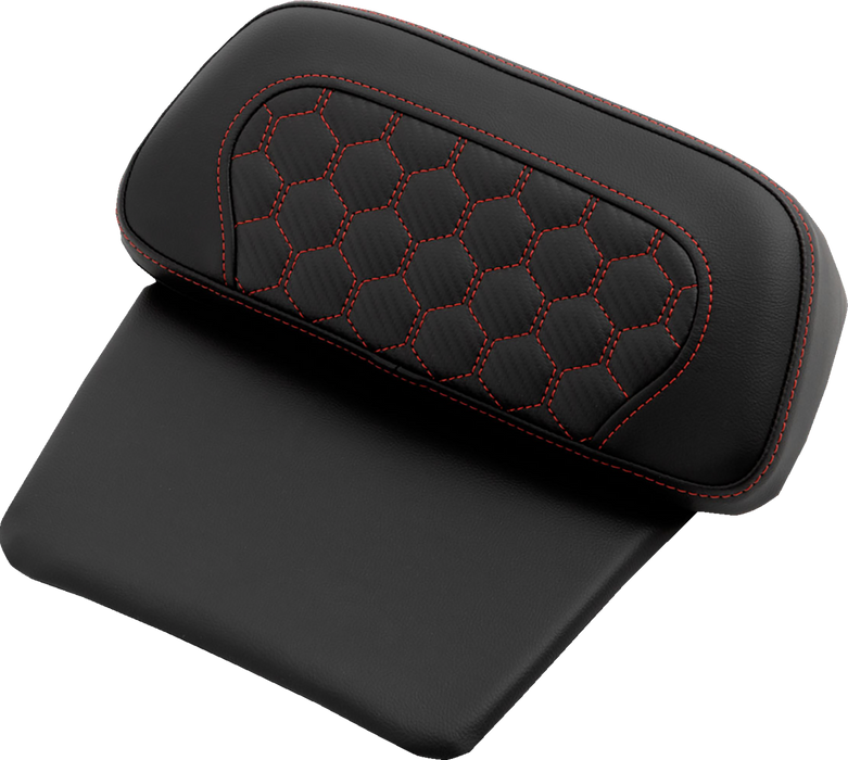 SADDLEMEN Chopped Tour Pak Pad - Honeycomb - Red Stitching - FLH/FLT '14-'24 814-07C-HC-RED - PartsOutlet.com.au