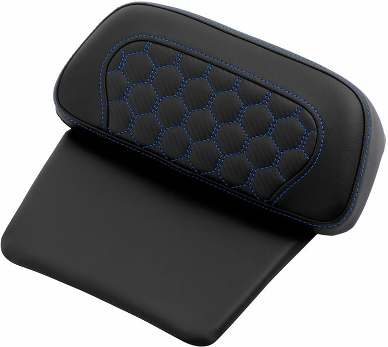 SADDLEMEN Chopped Tour Pak Pad - Honeycomb - Blue Stitching - FLH/FLT '14-'24 814-07C-HC-BLU - PartsOutlet.com.au