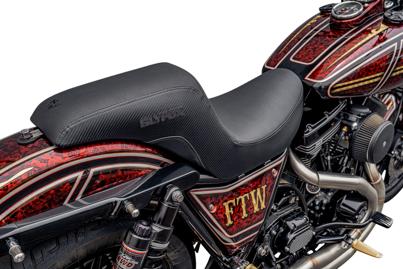 SLYFOX Drifter Seat - Black Logo - Black Vinyl - Smooth - FXR '82-'00 SlyFox4681A